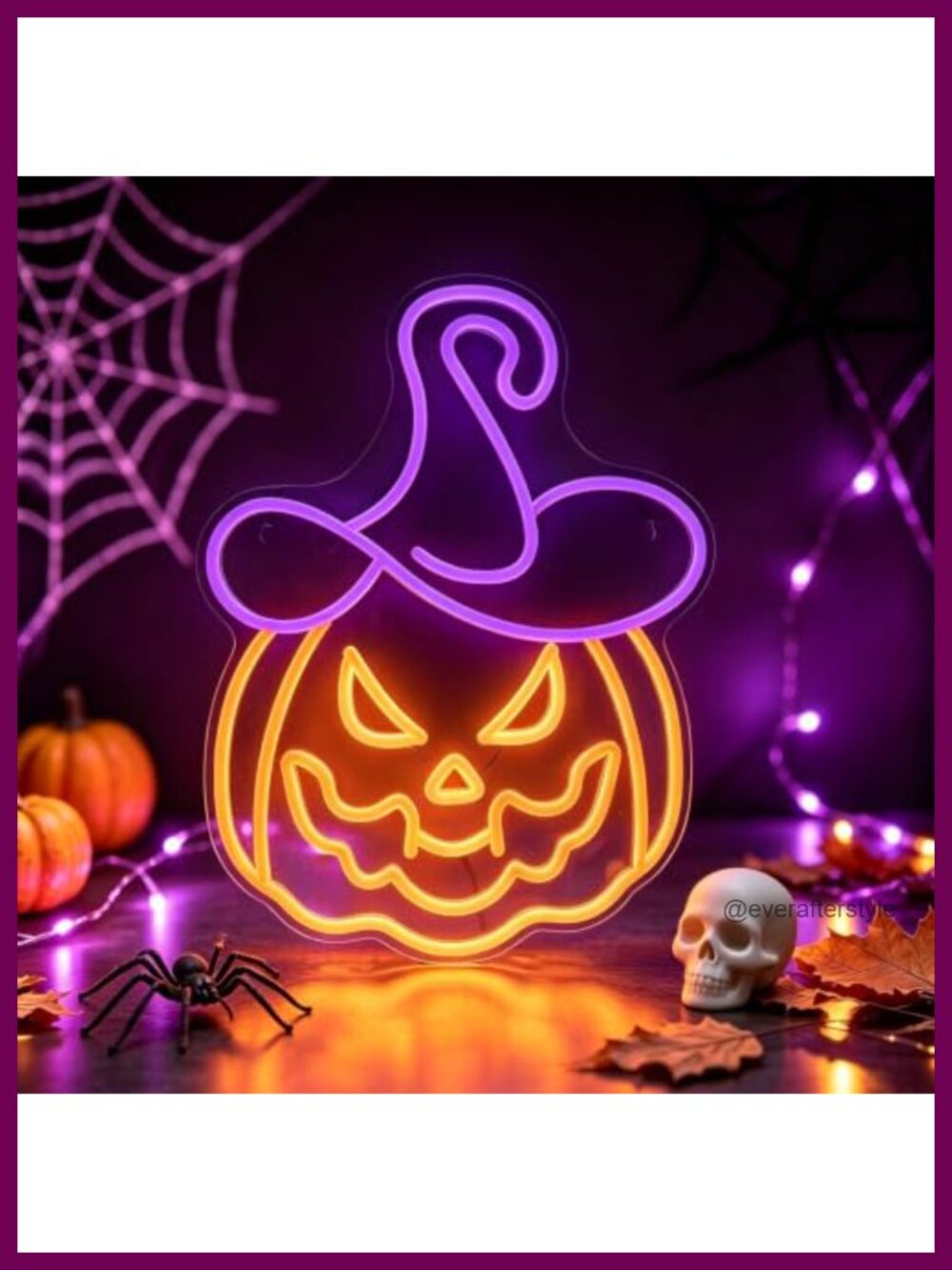 Halloween Pumpkin Neon Sign Witch Hat Lighted Wall Decor